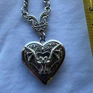 Bat Heart Locket Necklace